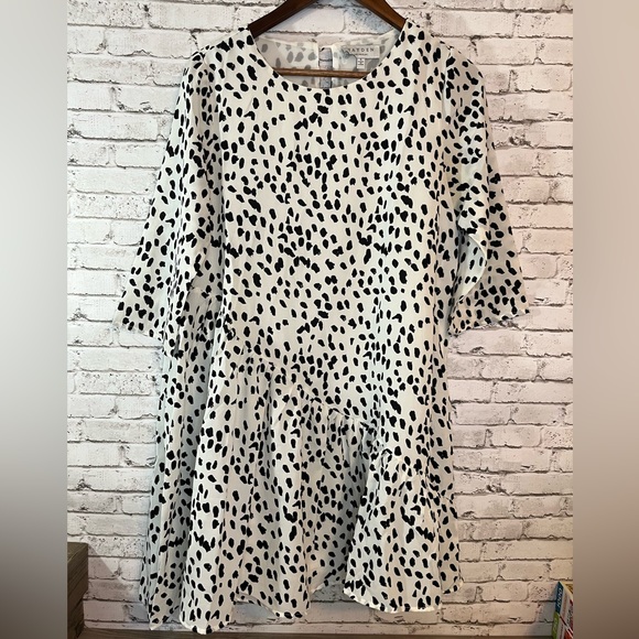 Hayden Los Angles Women's Asymmetrical Dotted Swing Dress 3/4 Sleeve Siz… - Picture 1 of 4